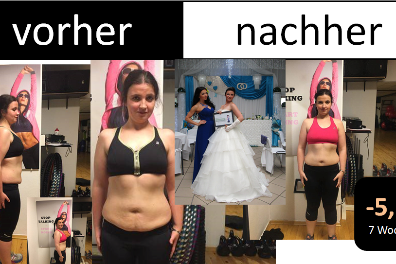 vorher nachher Foto, abnehmen, abnehmen mit Oxana, Waage, Gewichtsverlust, Trainerin, Personaltraining