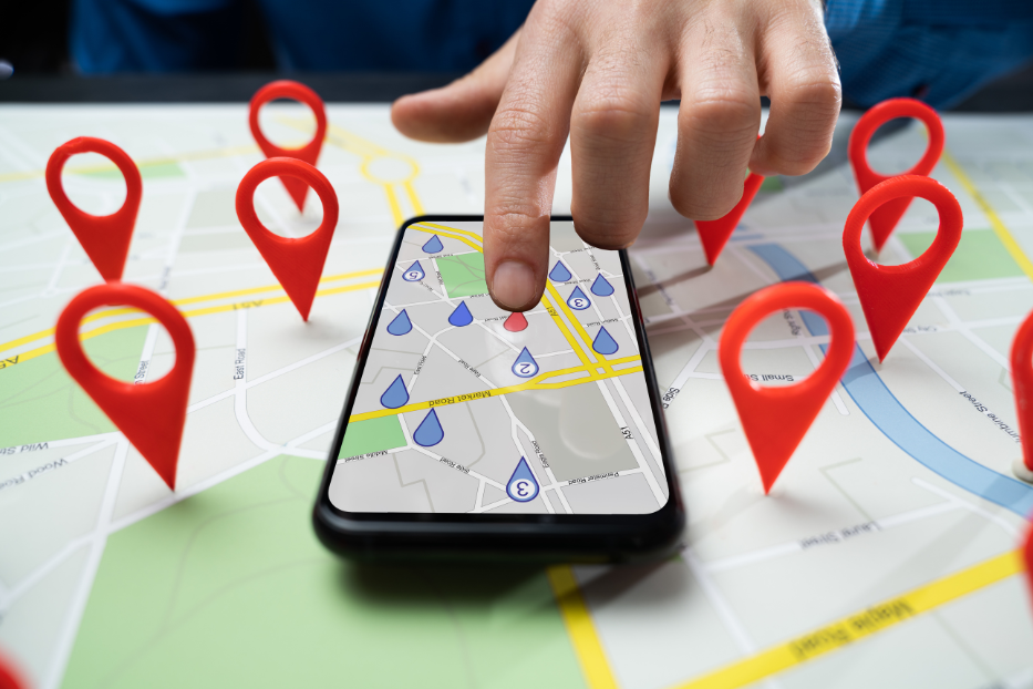 Google Map symbolisch für die Suche nach einem Fitnessstudio in der Nähe