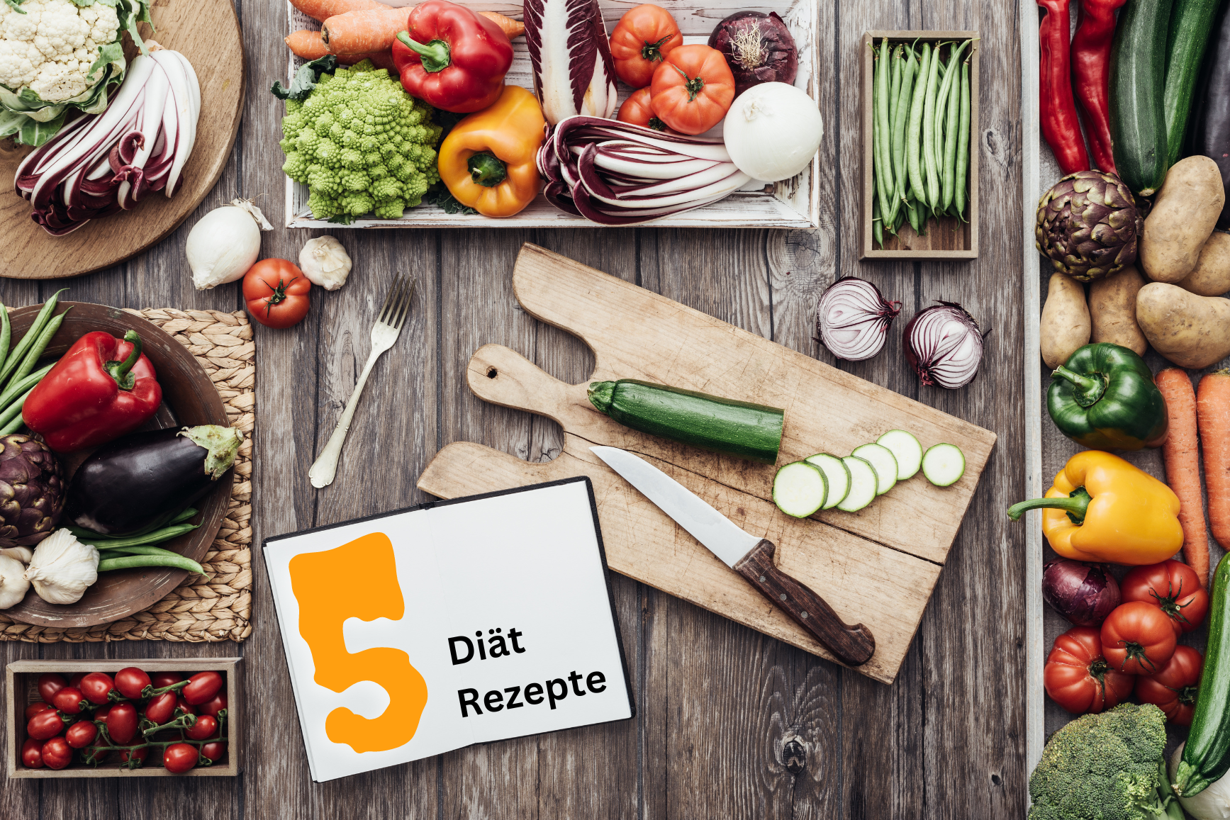 Diät Rezepte Kollage mit vielen gesunden Lebensmitteln