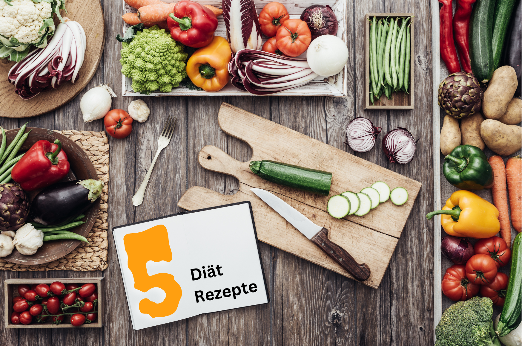 Diät Rezepte Kollage mit vielen gesunden Lebensmitteln