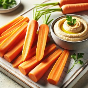 Karotten mit Humus ideal für Ernährungsplan für Schwangere